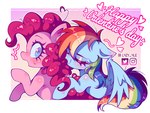 blue_eyes duo female female/female hair heart_symbol holidays instagram_logo open_mouth pink_body pink_hair pink_skin smile surprised_expression twitter_logo wings l4zy_4le friendship_is_magic hasbro my_little_pony mythology twitter valentine's_day pinkie_pie_(mlp) rainbow_dash_(mlp) equid equine horse mammal mythological_creature mythological_equine pegasus pony