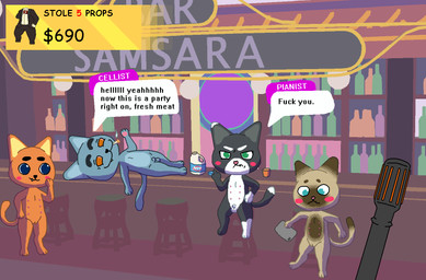 6_nipples alcohol angry animal_genitalia art_nouveau assisted_exposure balls bar bar_counter bar_stool bartender beverage black_body black_eyebrows black_fur black_nose bleach_(object) bloodshot_eyes blue_eyes blush blush_stickers bottle brown_body brown_countershading brown_ear_tips brown_eyebrows brown_face brown_markings clothing clothing_theft container counter countershading dialogue dipstick_ears dipstick_tail drugs ear_markings embarrassed exposed eyebrows eyelashes fangs female flat_chested frowning_at_viewer fully_sheathed fur furniture gameplay_mechanics genitals gesture glass gloves_(marking) green_eyes grey_body grey_countershading grey_eyebrows grey_fur grey_inner_ear group gynomorph hand_gesture hand_on_face hand_on_hip happy inside intersex joint leg_markings lights looking_at_another looking_at_self looking_at_viewer looking_down lying male marijuana markings middle_finger multi_nipple multicolored_ears nipples nude on_back on_one_leg orange_body orange_eyes orange_fur pawpads paws penis pink_nose profanity raised_paw raised_tail semi-anthro sheath shelf sign sitting smile smoke smoking smoking_marijuana smug socks_(marking) speech_bubble squiggle_mouth stained_glass_window standing stealing stool tablet_computer tail tail_markings tan_body tan_fur tan_inner_ear teeth text thick_eyebrows vulva whiskey white_body white_countershading white_ear_tips white_eyebrows white_markings white_snout pixel_vibri garry's_mod jazztronauts bartender_(jazztronauts) cellist_(jazztronauts) pianist_(jazztronauts) singer_(jazztronauts) colorpoint domestic_cat felid feline felis mammal tuxedo_cat 2025 aliasing digital_media_(artwork) english_text hi_res shaded