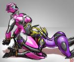 bdsm blue_eyes bondage bound clothing cunnilingus dominant dominant_female duo female female/female footwear high_heeled_feet high_heels machine not_furry open_mouth oral sex shoes submissive submissive_female vaginal bumesky hasbro takara_tomy transformers transformers:_animated_(2007) arcee blackarachnia cybertronian humanoid robot hi_res