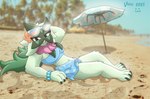 anthro beach bra clothing curvy_figure female looking_at_viewer photo_background solo swimwear underwear velixx nintendo pokemon beach_style_meowscarada felid feline generation_9_pokemon mammal meowscarada pokemon_(species) digital_drawing_(artwork) digital_media_(artwork) hi_res photography_(artwork)