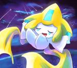 eyes_closed open_mouth solo block_(artist) nintendo pokemon generation_3_pokemon humanoid jirachi legendary_pokemon pokemon_(species) 2018