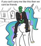 big_butt butt duo feral green_body horn larger_feral male size_difference smaller_male text wings jargon_scott friendship_is_magic hasbro my_little_pony mythology anon princess_celestia_(mlp) equid equine human mammal mythological_creature mythological_equine winged_unicorn english_text