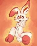 anthro blush breasts female fur genitals looking_at_viewer nipples nude open_mouth pussy simple_background smile solo teeth white_body white_fur gab0o0 nintendo pokemon generation_8_pokemon lagomorph mammal pokemon_(species) scorbunny 2019 4:5 absurd_res digital_media_(artwork) hi_res