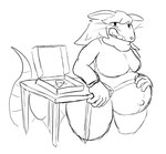 american_opossum anthro belly big_belly black_and_white breasts female food mammal marsupial monochrome mustelid otter overweight overweight_anthro pizza thick_thighs virginia_opossum wide_hips