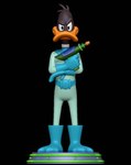 3d_modeling 3d_print anthro black_body boots clothing footwear laser_gun male ranged_weapon shoes simple_background smile solo spacesuit weapon sillytoys duck_dodgers looney_tunes warner_brothers daffy_duck anatid anseriform avian bird duck 3d_(artwork) digital_media_(artwork) hi_res