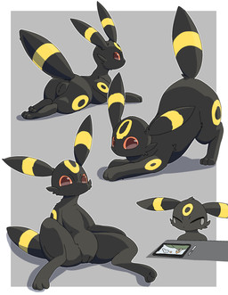 3_toes all_fours ass_up black_body bodily_fluids border butt cheek_tuft creating_art crying drawing_tablet electronic eyes_closed facial_tuft feet female female_feral feral fur genitals landscape looking_at_viewer looking_back mouthless multiple_poses paws pose quadruped red_eyes shadow sitting soles solo spread_legs spreading tears toes tuft vulva maoegou nintendo pokemon eeveelution generation_2_pokemon pokemon_(species) umbreon absurd_res digital_drawing_(artwork) digital_media_(artwork) hi_res shaded