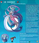 anthro blue_body blue_hair blue_skin breasts chibi cleavage clothed clothing dragonair english_text female generation_1_pokemon hair hi_res horn horned_humanoid human humanoid kinkymation male mammal nintendo pokemon pokemon_(species) text