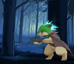 anthro anthrofied cloak clothing forest fur grass gun holding_object holding_weapon kemono kerchief l96 military multicolored_body multicolored_fur outside plant pokemorph ranged_weapon red_eyes red_kerchief rifle scope sniper_rifle solo standing tree weapon yupa nintendo pokemon youta generation_2_pokemon pokemon_(species) quilava 2019 hi_res