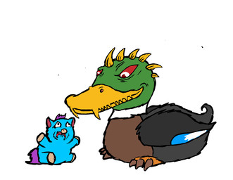ambiguous_feral ambiguous_gender beak blue_body blue_fur duo feathers feral fur grey_body grey_feathers hair hooves open_mouth pupils purple_hair purple_tail quadruped red_pupils red_sclera scared simple_background sitting spikes spikes_(anatomy) tail white_background white_eyes yellow_beak young young_ambiguous young_feral carniviousduck fluffy_pony fluffy_pony_(species) mammal 2026 digital_media_(artwork)