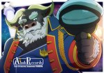 anthro beard black_body black_fur clothing eyebrows facial_hair fur hair hat headgear headwear male mature_male mustache sailor scar solo text thick_eyebrows white_hair platooon lifewonders tokyo_afterschool_summoners ahab_(tas) bovid bovine mammal true_buffalo water_buffalo english_text