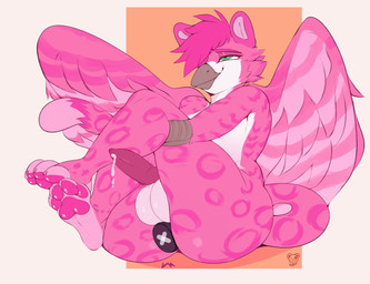 anal anal_penetration anthro balls bodily_fluids buttplug buttplug_in_ass buttplug_insertion crossed_legs dripping genital_fluids genitals hair hair_over_eye knot male object_in_ass one_eye_obstructed pawpads paws penetration penis pink_pawpads plug_(sex_toy) plug_insertion precum precum_drip presenting presenting_balls presenting_penis sex_toy sex_toy_in_ass sex_toy_insertion smug smug_face smug_grin solo wings conditional_dnp punkypanda mythology gale_windclaw avian gryphon mythological_avian mythological_creature absurd_res hi_res