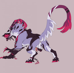 2_horns all_fours animal_genitalia animal_penis anus balls broken_chain butt chain chain_leash chained_collar chained_cuffs cheek_tuft chin_tuft claws collar collar_chain cuffed_wrists curled_horn darkened_balls darkened_genitalia ears_up facial_tuft fangs feral flaccid fluffy fluffy_tail fur fur_markings fuzzy genitals hooves horn leash long_tail looking_back male male_feral markings multicolored_body multicolored_fur neck_tuft offset_balls penile_spines penis pointy_ears prick_ears raised_tail rear_view red_claws red_collar red_cuffs red_hooves red_horn red_teeth saggy_balls simple_background small_balls small_penis solo standing tail tapering_penis teeth tuft conditional_dnp hellion creatures_of_sonaria roblox mammal nachtskinhren hi_res