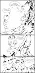 2017 absurd_res anthro canid canine clothed clothing comic crossed_arms dialogue digital_drawing_(artwork) digital_media_(artwork) disney duo english_text female fox greyscale hands_on_hips hi_res judy_hopps lagomorph leaning leporid male mammal monochrome nick_wilde outside plant rabbit red_fox sexual_tension simple_background smile speech_bubble text thewyvernsweaver tree true_fox white_background zootopia