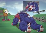 all_fours animal_mask anthro backsack balls beak_mask blue_body blue_fur breath butt fur genitals male mask muscular muscular_anthro muscular_male nude panting pawpads monochrome_kg bandai_namco digimon bear digimon_(species) grizzlymon kiwimon mammal hi_res