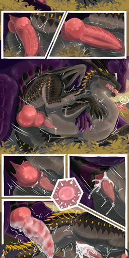 animal_genitalia anus bodily_fluids cum cum_drip cum_in_slit cum_inside cum_on_penis dripping duo feral genital_fluids genital_slit genitals grey_body grey_scales impregnation intersex intersex/male intraspecies knot knotted_penis knotting male maleherm maleherm/male muscular muscular_intersex muscular_male muscular_maleherm ovum penetration penile penile_penetration penis pink_penis pregnant pregnant_male purple_body purple_scales scales slit_penetration slit_play sperm_cell vocalization wings sunhawk12 mythology wings_of_fire flow_reamnent_(zer00000) haze_(hazesilkie) hazewing_(zer00000) dragon mythological_creature mythological_scalie nightwing_(wof) scalie silkwing_(wof) 1:3 absurd_res comic hi_res