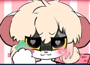 anthro blonde_hair blush condom double_bun female fur hair heart_eyes heart_pupils heart_symbol holding_condom holding_object holding_wrapped_condom looking_at_viewer pigtails pink_background sexual_barrier_device simple_background unused_condom white_body white_fur wrapped_condom yellow_sclera unknown_artist terrible_mouse lorna_(terrible_mouse) mammal mouse murid murine rodent