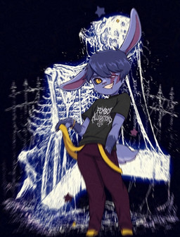 alternative_fashion anthro black_sclera bone chibi clothed clothing emo eye_scar facial_scar femboy fur hair holding_clothing holding_object looking_at_viewer male scar skeleton smile solo suspenders tail text topwear yellow_eyes mrfishcorpse meme_clothing dvenadtsat_(character) hare humanoid hybrid lagomorph leporid mammal rabbit undead colored digital_drawing_(artwork) digital_media_(artwork) english_text meme