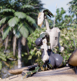 3_fingers aat antenna_wire backpack big_breasts big_butt breasts butt female fingers hatch looking_back machine nipples not_furry outside plant sitting sitting_on_vehicle sky solo tank_(vehicle) tree vehicle juanratman pickle_juice_(modeler) star_wars b1_battle_droid battle_droid humanoid robot 3d_(artwork) absurd_res digital_media_(artwork) hi_res