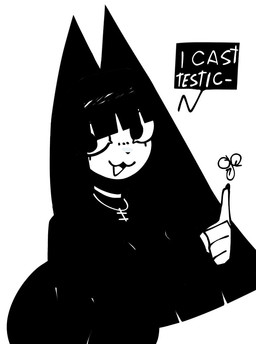 anthro bangs black_clothing black_dress black_ears black_hair clothed clothed_anthro clothed_female clothing dress female female_anthro fingers front_view hair humor jewelry long_hair magic_user necklace open_mouth open_smile simple_background smile solo text white_background white_body xarop77 witchcat_(xarop77) domestic_cat felid feline felis mammal 2025 black_and_white digital_drawing_(artwork) digital_media_(artwork) english_text monochrome portrait