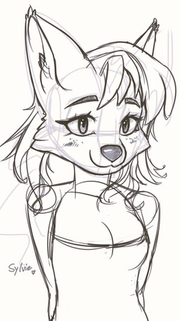 anthro breasts clothed clothed_anthro clothed_female clothing female hair smile solo standing young young_female istrid_valentina canid canine fox mammal 9:16 hi_res