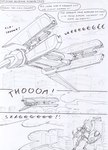 aircraft airship beam black_and_white border building city cityscape cloud comic dialogue energy_beam english_text kitfox-crimson machine mecha monochrome onomatopoeia outside_border shield shooting sketch sky sound_effects speech_bubble stolen_generation surprise text vehicle woah zero_pictured