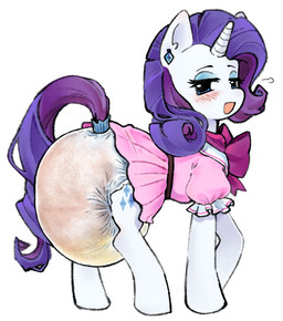 big_diaper blue_eyes blush bodily_fluids clothed clothed_feral clothing cutie_mark diaper ear_piercing ear_ring feces female feral furgonomic_diaper furgonomics genital_fluids horn huge_diaper mane open_mouth piercing purple_mane purple_tail quadruped relieved ring_piercing soiled_diaper soiling solo tail unclean_diaper urine used_diaper wearing_diaper white_body omufujofish friendship_is_magic hasbro my_little_pony mythology rarity_(mlp) equid equine mammal mythological_creature mythological_equine unicorn digital_drawing_(artwork) digital_media_(artwork) hi_res