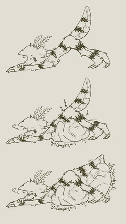abdomen_vore ambiguous_gender blep blush directional_arrow duo emanata group gurgle_(sound_effect) heart_symbol onomatopoeia open_mouth rumbling_stomach same_size_vore solo sound_effects text tongue tongue_out trio unusual_vore vore accadurosoce muth_(accadurosoce) arthropod insect lepidopteran moth absurd_res hi_res multiple_scenes