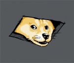 ambiguous_gender black_nose feral fur hole_(anatomy) humor looking_at_viewer simple_background solo tan_body tan_fur whiskers jimiyo ceiling_cat dogelore doge canid canine canis domestic_dog mammal shiba_inu spitz crossover icon meme reaction_image