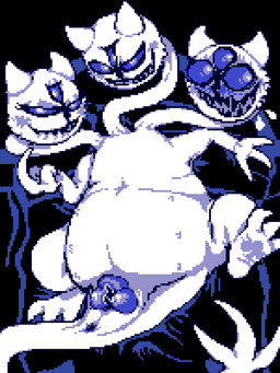 3_eyes 6_nipples animal_genitalia animal_vulva anus beckoning bed bed_sheet bedding belly_nipples bite biting_lip blanket blue_anus blue_eyes blue_vulva blush blushing_profusely bodily_fluids canine_genitalia canine_vulva clubs_(suit) feet female feral fur furniture genital_fluids genitals gesture long_neck long_tail looking_at_viewer looking_away lying multi_eye multi_nipple nervous nervous_smile nervous_sweat nipples on_back on_bed open_mouth overweight overweight_female overweight_feral pawpads presenting presenting_vulva raised_leg seductive solo spread_legs spreading suit_symbol sweat tail tail_tuft tuft unusual_anatomy unusual_genitalia unusual_vulva vaginal_fluids vulva white_body white_fur wide_eyed miner_mate_coffee deltarune european_mythology greek_mythology mythology undertale_(series) clover_(deltarune) darkner hydra 3:4 hi_res