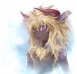 anthro big_eyes horn kemono male nude profile purple_eyes simple_background solo cotora jewish_mythology mythology bovid bovine mammal mythological_behemoth digital_media_(artwork) digital_painting_(artwork) half-length_portrait portrait