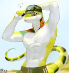 abs anthro athletic athletic_anthro athletic_male biceps biped looking_at_viewer male pecs shirtless_male solo sd_planb lizard reptile scalie 2024