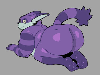 all_fours anthro belly big_butt butt fur male overweight presenting presenting_hindquarters purple_body purple_fur solo axelfloof sega sonic_the_hedgehog_(series) big_the_cat domestic_cat felid feline felis mammal