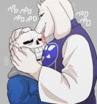 anthro bodily_fluids bone duo face_lick female licking male male/female saliva skeleton text tongue tongue_out under10mato undertale undertale_(series) sans_(undertale) toriel animated_skeleton boss_monster_(undertale) bovid caprine mammal undead japanese_text