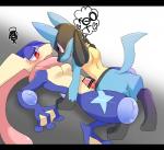 2014 amphibian anthro anthro_on_anthro black_bars black_body black_fur blue_body blue_fur blush bodily_fluids breasts canid canine censor_bar censored digital_media_(artwork) duo erection female fur generation_4_pokemon generation_6_pokemon genital_fluids genitals greninja half-closed_eyes heart_symbol ineffective_censorship lemoco letterbox lucario male male/female mammal narrowed_eyes nintendo open_mouth penis pokemon pokemon_(species) precum red_eyes sex shaded sweat tapering_penis tongue tongue_out yellow_body yellow_fur