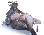 anthro antlers big_breasts blush breasts female fur horn simple_background white_background white_body utterangle american_mythology bloodborne fromsoftware mythology sony_corporation sony_interactive_entertainment vicar_amelia beast_(bloodborne) canid canine canis mammal monster mythological_canine mythological_creature werecanid werecanine werecreature werewolf hi_res