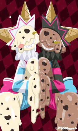 anthro breast_squish breasts breasts_frottage butt dessert duo female food glistening glistening_body glistening_breasts glistening_butt ice_cream ice_cream_cone smile smiling_at_viewer squish lp8000mao humanoid ice_cream_creature 2d_animation 3:5 animated hi_res