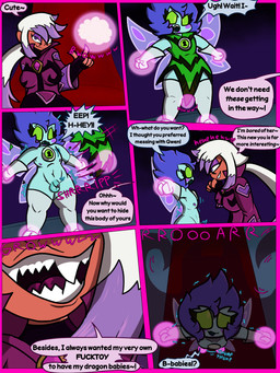 balls blue_body blue_hair clothed clothing dress flaccid fully_clothed genitals gloves green_eyes hair handwear leggings legwear magic magic_bondage male nipples omnitrix penis profanity shaking sharp_teeth shivering small_penis teeth telekinesis text torn_clothing transformation wings chibitay ben_10 cartoon_network charmcaster pesky_dust alien fairy human mammal nemuina 3:4 absurd_res comic english_text hi_res