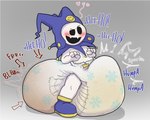 blush bodily_fluids clothed clothing cum cum_in_diaper diaper diaper_fetish diaper_use erection erection_in_diaper feces genital_fluids male pooping soiled_diaper soiling soiling_diaper solo unclean_diaper used_diaper wearing_diaper parumpee atlus megami_tensei sega jack_frost_(megami_tensei) demon