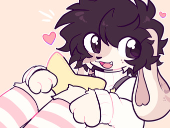 3_fingers anthro bangs brown_eyes brown_hair clothing cute_fangs fangs fingers freckled_face freckles hair heart_symbol legwear long_ears male open_mouth pattern_clothing pattern_legwear pattern_stockings plushie simple_background solo stockings striped_clothing striped_legwear striped_stockings stripes sweater teeth topwear tuft white_clothing white_sweater white_topwear kingsillysmilez lagomorph leporid mammal rabbit 2023 4:3 colored colored_sketch digital_drawing_(artwork) digital_media_(artwork) flat_colors hi_res sketch