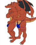 anthro biceps bikini_thong clothing duo kissing licking love male male/male muscular muscular_anthro muscular_male muscular_thighs nipples pecs swimwear tail thong tongue tongue_out triceps underwear deadlyswallows nintendo pokemon charizardtwo charizard generation_1_pokemon pokemon_(species) 4:5