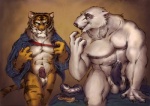 anthro balls barazoku biceps big_balls big_muscles clothing dildo duo erection fur genitals humanoid_genitalia humanoid_penis lube male male/male muscular muscular_male nipples nude pecs penis pose sex_toy tail undressing dasaod furryrevolution bear canid canine felid mammal pantherine polar_bear tiger ursine