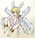 12_wings anklet blue_eyes bracelet bulge clothed clothing hair jewelry male simple_background solo toga wings wings_on_head touwa2690 bandai_namco digimon angel digimon_(species) digimon_humanoid humanoid lucemon lucemon_(rookie) hi_res