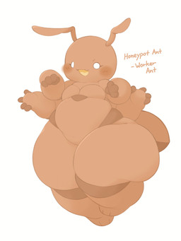 4_arms 4_fingers antennae_(anatomy) anthro arthropod_abdomen biped blush brown_body butt exoskeleton feet female fingers huge_hips huge_thighs multi_arm multi_limb open_mouth open_smile simple_background simple_eyes smile solo text thick_thighs white_background wide_hips white_slime_(artist) ant arthropod honeypot_ant hymenopteran insect 2025 5:4 absurd_res digital_drawing_(artwork) digital_media_(artwork) english_text hi_res