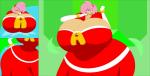 absurd_res amy_rose ball_gown big_breasts blowing breasts curvy_figure eulipotyphlan female growth hedgehog hi_res inflation mammal sega simple_background solo sonic_the_hedgehog_(series) thumb_blowing transformation twotonneko wide_hips