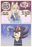 accessory angry anthro clothed clothing confusion cross-popping_vein crossdressing dialogue duo hair_accessory hairband male speech_bubble wig yuki-chan1156 sega sonic_the_hedgehog_(series) maria_robotnik miles_prower shadow_the_hedgehog canid canine eulipotyphlan fox hedgehog mammal absurd_res comic hi_res