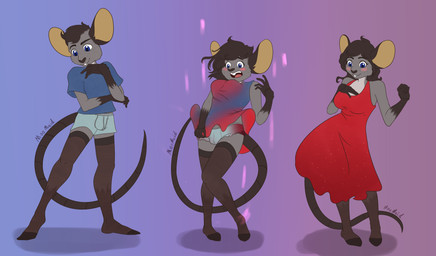 barefoot base_one_layout basic_sequence blue_eyes blush breast_growth breasts brown_hair clothing dress feet female gender_transformation growth hair legwear linear_sequence male mtf_transformation one_row_layout shirt simple_background smile solo stockings surprised three_frame_image three_frame_sequence topwear transformation transformation_sequence moomaid mammal mouse murid murine rodent 2018 absurd_res hi_res sequence