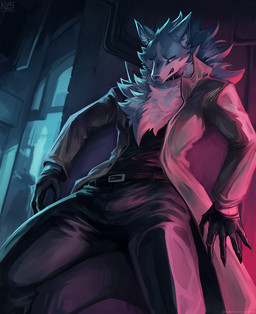anthro belt bottomwear clothing coat collar fluffy gloves handwear male neck_tuft outside pants shirt solo topwear tuft nurinaki brand_new_animal studio_trigger shirou_ogami canid canine canis mammal wolf 2021