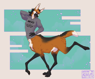 after_transformation alternate_species black_hair clothing dipstick_tail hair hoodie leg_markings male markings open_mouth purple_eyes socks_(marking) solo surprised_look tail tail_markings topwear araivis-edelveys oakleythewolf canid canine mammal maned_wolf maned_wolf_taur taur