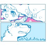 after_sex animal_genitalia animal_penis blue_background blush bodily_fluids breath canine_genitalia canine_penis cum cum_in_pussy cum_inside cum_on_belly cum_on_body cum_on_penis cum_string duo female feral genital_fluids genitals grass humanoid_genitalia humanoid_pussy lying male male/female on_back penis pink_background plant pussy simple_background smile spread_legs spreading steam sweat tears oposa one_stormy_night one_stormy_night:secret_friends gabu mei_(one_stormy_night) bovid canid canine canis caprine goat mammal wolf 2020 absurd_res comic hi_res monochrome