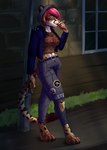 alternative_fashion anthro herm intersex punk simple_background solo tail goallonely peyote cheetah felid feline mammal absurd_res hi_res